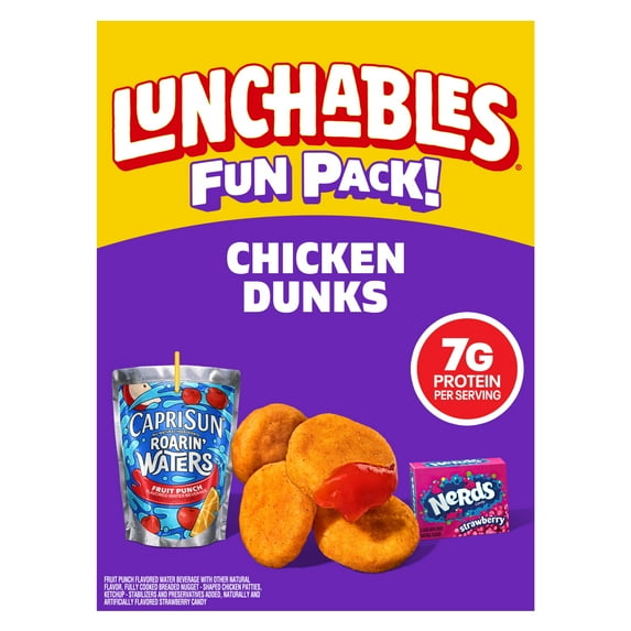 Lunchables Chicken Dunks with Capri Sun Roarin' Waters Fruit Punch and Nerds Fun Pack, 3.8 oz & 6 fl oz Package