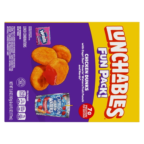 Lunchables Chicken Dunks with Strawberry Nerds Candy and Capri Sun Fruit Punch Fun Pack, 9.8 oz Box