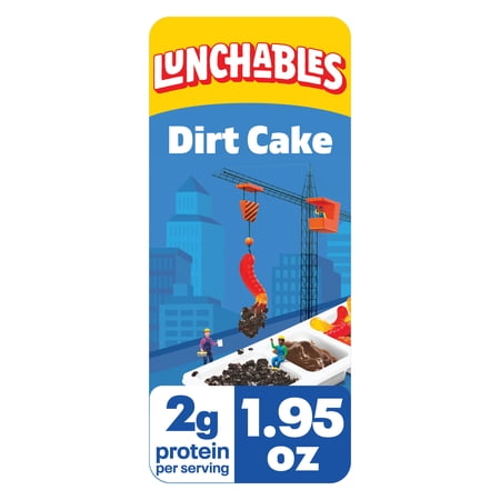 Lunchables Dirt Cake with Gummy Worms, Chocolate Creme Frosting and Chocolate Cookie Crumbs, 1.95 oz Tray