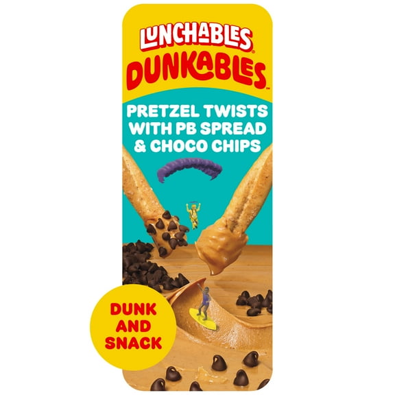 Lunchables Dunkables Pretzel Twists with PB Spread & Choco Chips, 2 oz Tray, Refrigerated, Whole, Plastic