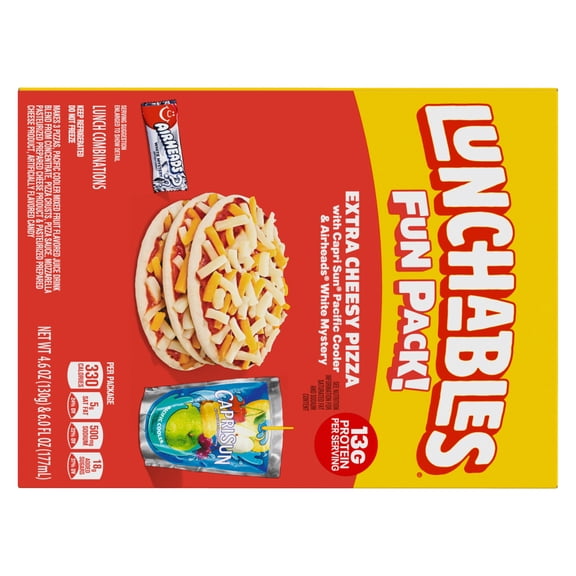 Lunchables Extra Cheesy Pizza with Airheads White Mystery Candy and Capri Sun Pacific Cooler Fun Pack, 10.6 oz Box