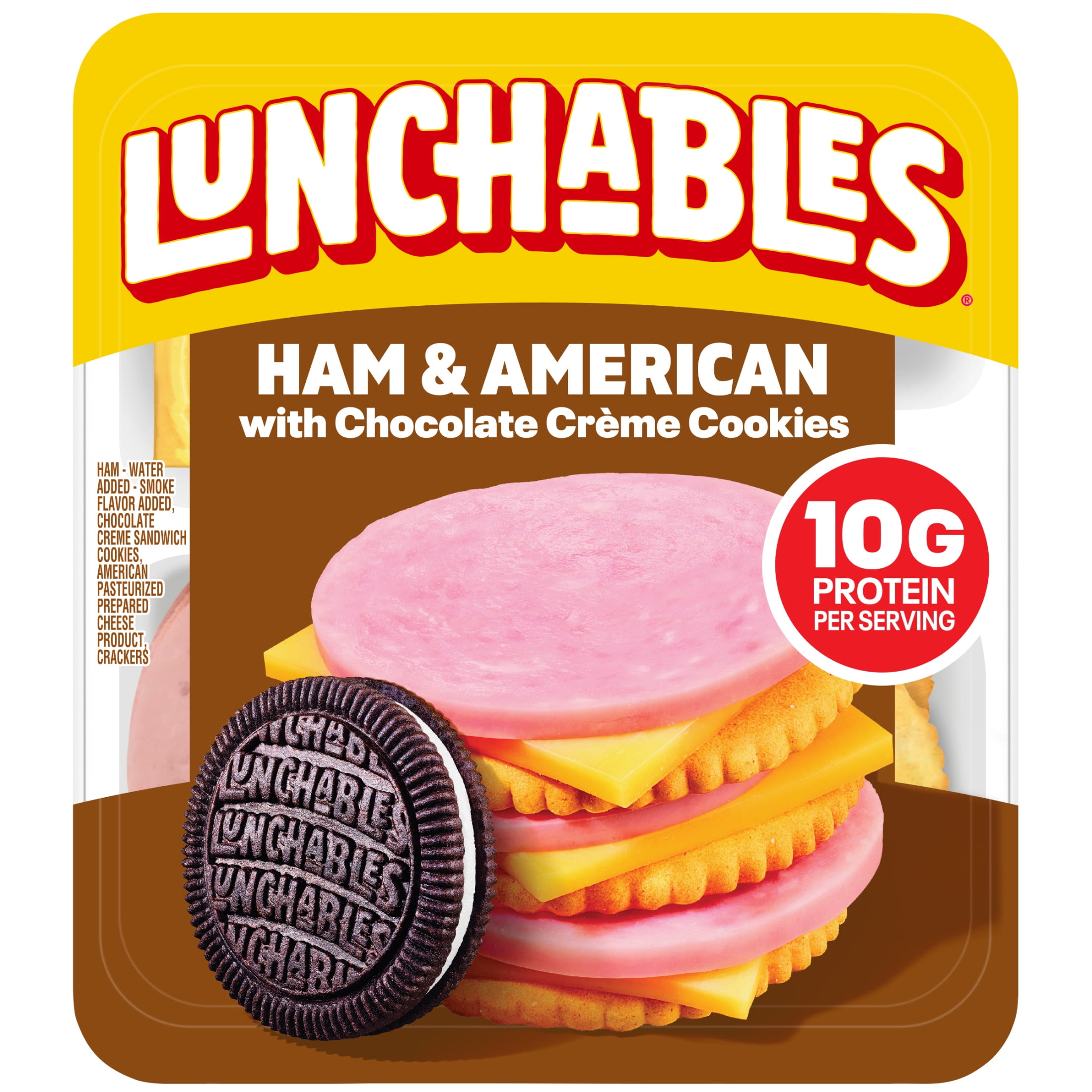 Lunchables Ham & American Cheese Cracker Stackers Kids Lunch Snack, 3.2 oz Plastic Tray