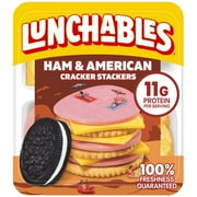 Lunchables Ham & American Cheese Cracker Stackers Kids Lunch Snack, 3.2 oz Plastic Tray