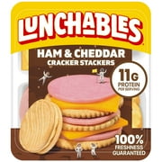 Lunchables Ham & Cheddar Cheese Cracker Stackers Kid Lunch Snack, 3.5 oz Plastic Tray