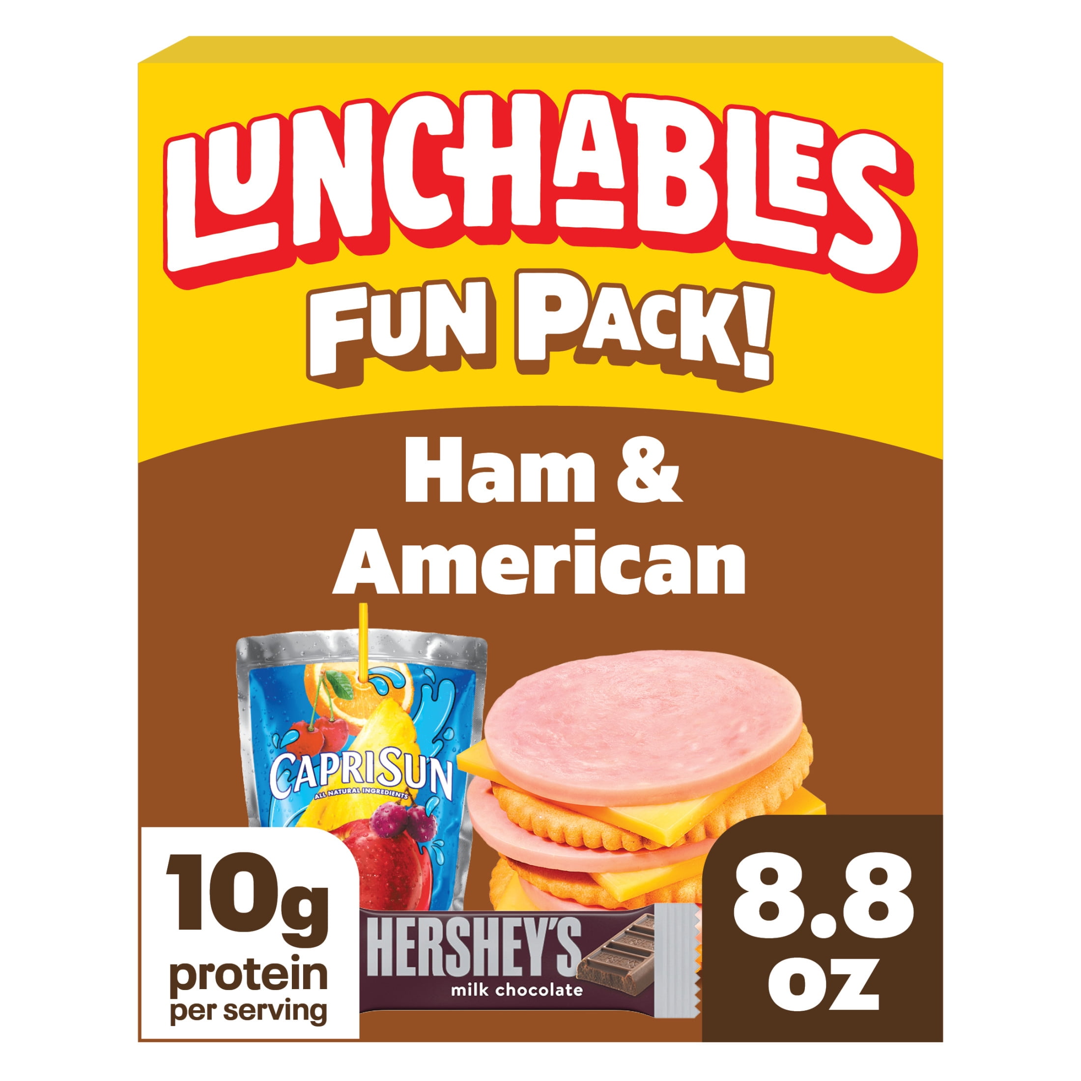 Lunchables Lunch Kit, for Kids Lunch, School Snacks, Ham & American with Capri Sun & Hershey's, 11g Protein Snacks, 8.8 oz