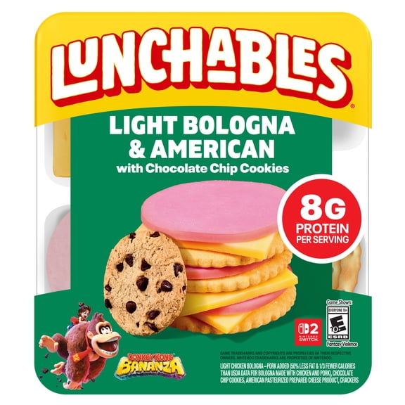 Lunchables Light Bologna & American with Chocolate Chip Cookies, 3.1 oz Pack