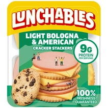 Lunchables Light Bologna & American Cheese Cracker Stackers Kids Lunch Snack, 3.1 oz Tray