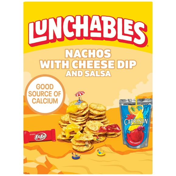 Lunchables Nachos Cheese Dip & Salsa Kids Lunch Meal Kit, 10.7 oz Box, Refrigerated, Pieces
