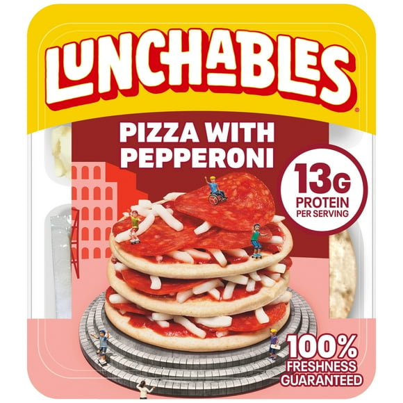 Lunchables Pizza with Pepperoni Kids Lunch Snack, 4.3 oz Tray, Refrigerated, Contains: Wheat, Milk.