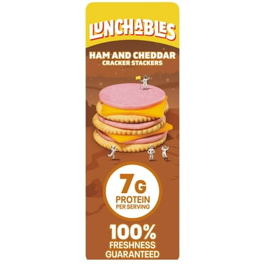 Lunchables Ham and Cheddar Cracker Stackers Value Snack Kit, 1.9 oz Tray, Refrigerated, Pieces