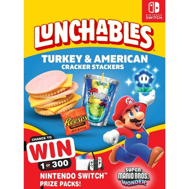 Lunchables Turkey & American Cheese Cracker Stackers Kids Lunch Meal Kit, 8.9 oz Box