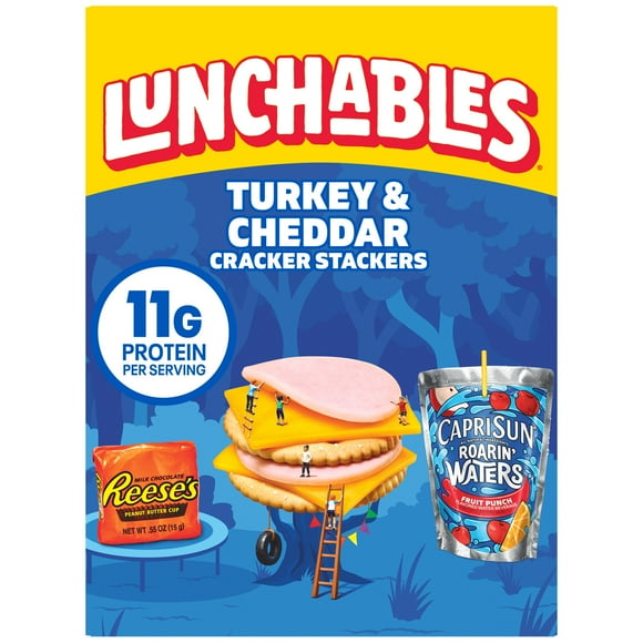 Lunchables Turkey & Cheddar Cheese Cracker Stackers Kids Lunch Meal Kit, 8.9 oz Box, Refrigerated