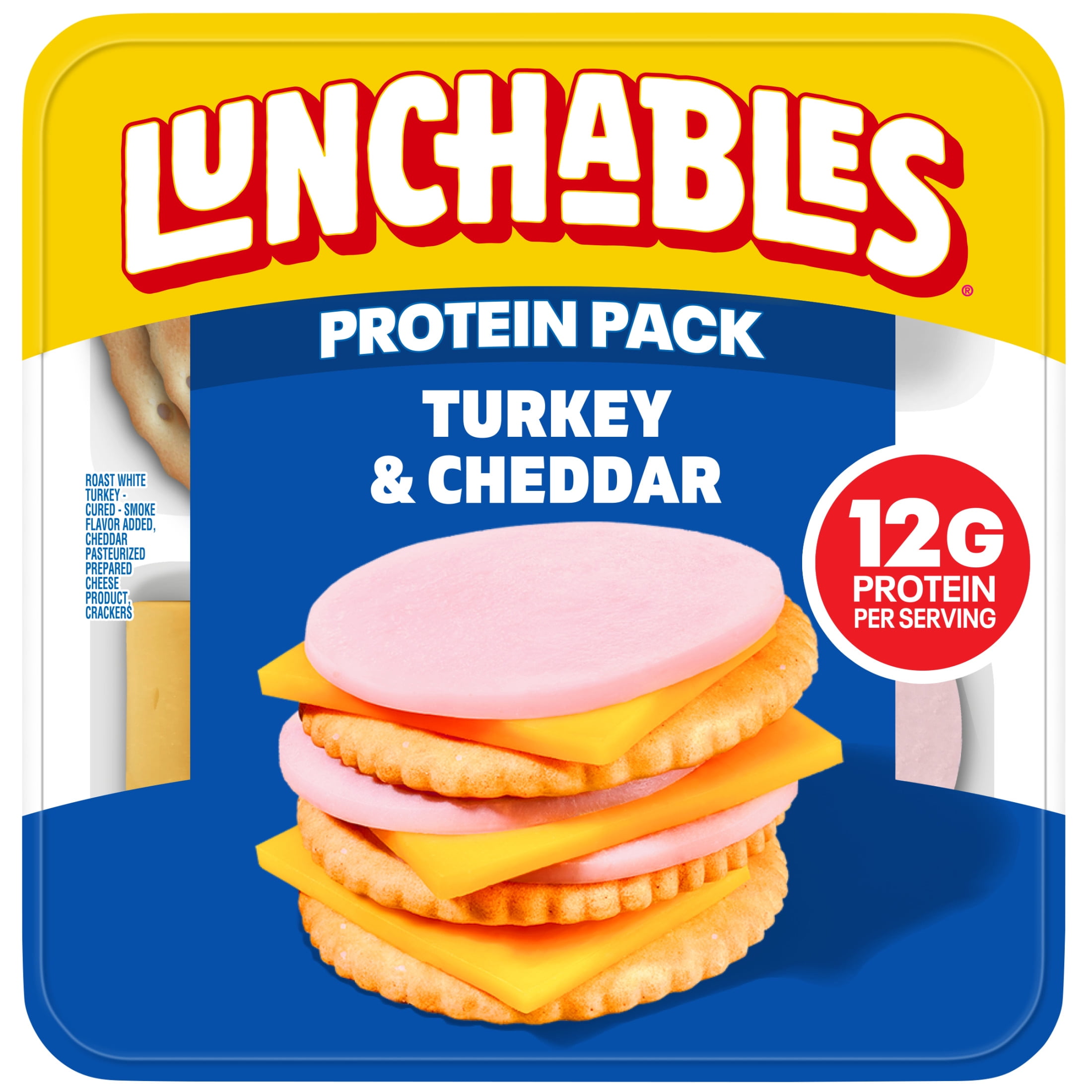 Lunchables Turkey & Cheddar Cheese with Crackers Kids Lunch Snack, 3.2 oz Tray, Refrigerated, Whole