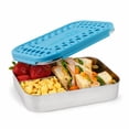 thumbnail image 1 of LunchBots Large Trio Stainless Steel Lunch Container -Three Section Design for Sandwich and Two Sides - Metal Bento Lunch Box - Eco-Friendly - Stainless Lid - Aqua Dots, 1 of 8