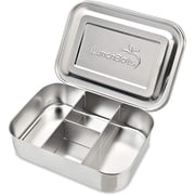 LunchBots Small Protein Packer Toddler Bento Box - Extra Small Divided Stainless Steel Snack Container - 4 Sections for 1-2oz of Nuts, Meat, Cheese, Finger Foods - Dishwasher Safe - Stainless Lid