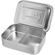 LunchBots Small Snack Packer Bento Box - Extra Small Divided Stainless Steel Snack Container - 2 Compartments for Fruits, Vegetables and Finger Foods - Dishwasher Safe   Stainless Lid