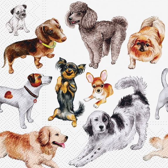 MDR Trading UNBT-00847 Luncheon Dogs Happiness Napkins - Multi Color - Set of 20