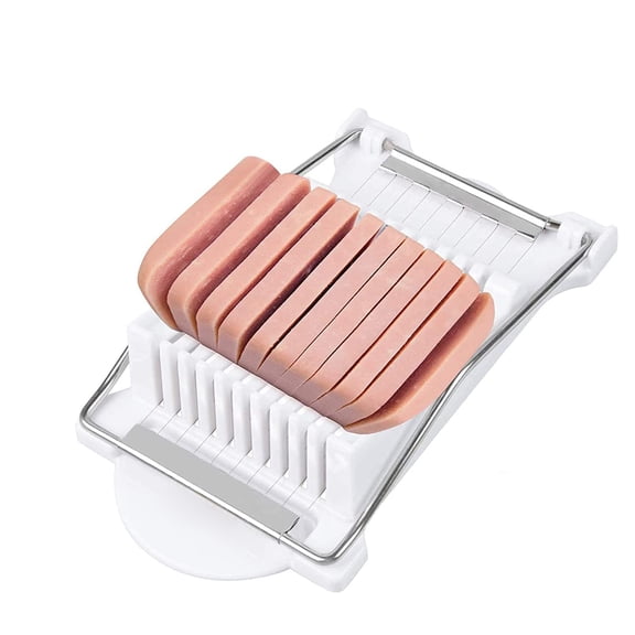 Luncheon Meat Slicer, Spam Cutter with 10 Stainless Steel Wires, Egg Banana Avocado Slicer Tool, Kitchen Gadget for Soft Cheese, Kiwi, Boiled Eggs, White