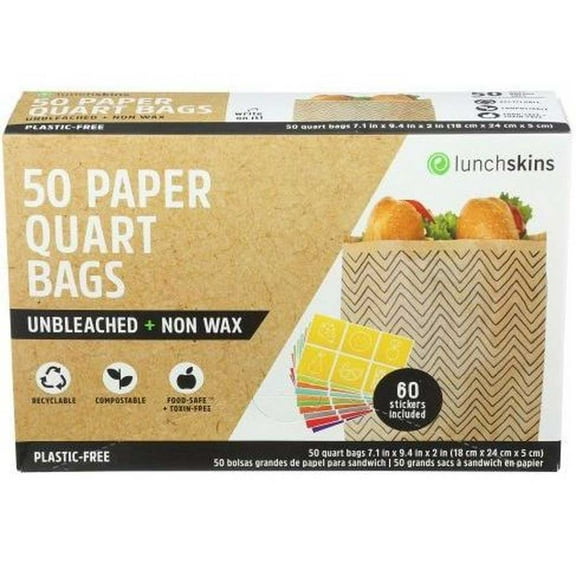 Lunchskins Cheveron Paper Quart Size Bags - 50 count per pack -- 12 packs per case