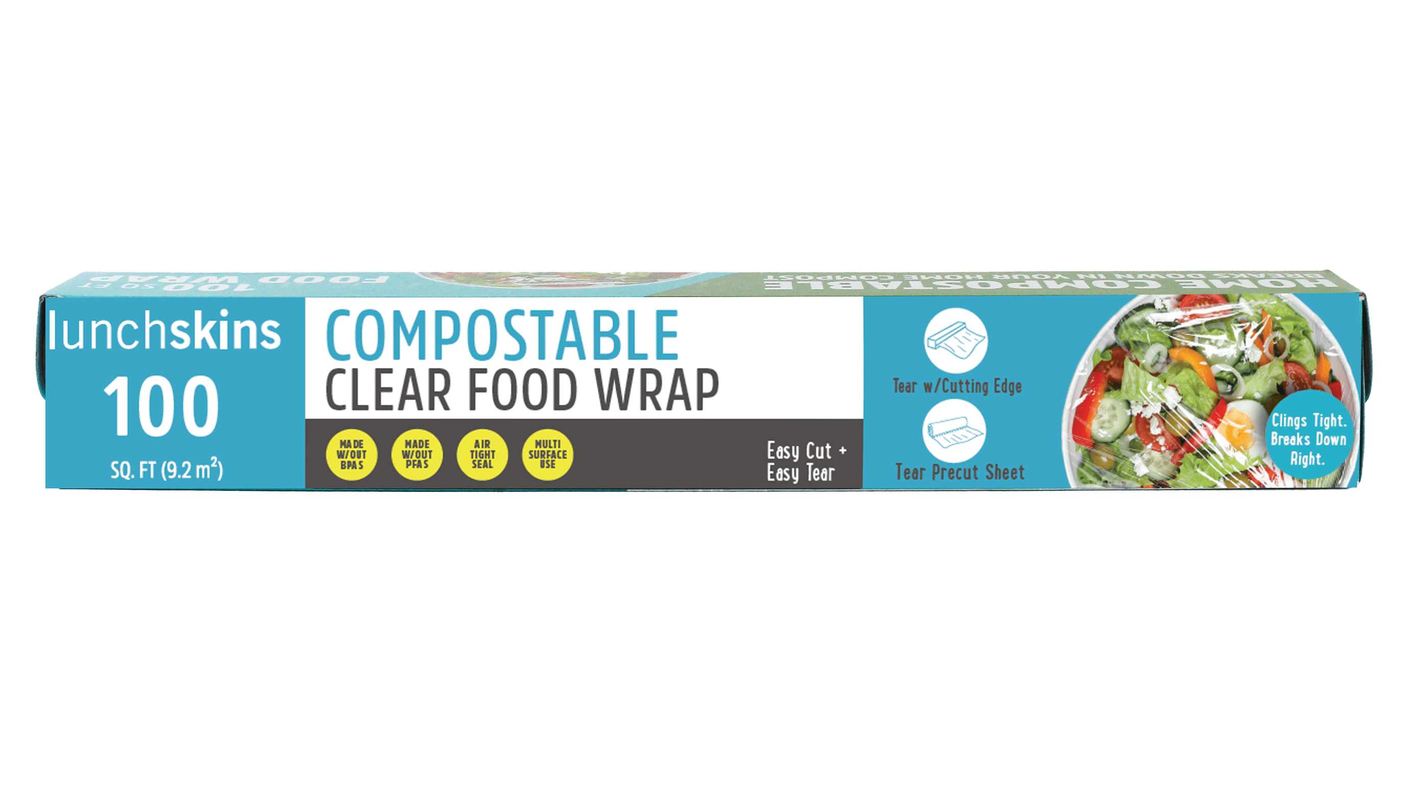 Lunchskins Compostable Clear Cling Food Wrap, 100 sq ft