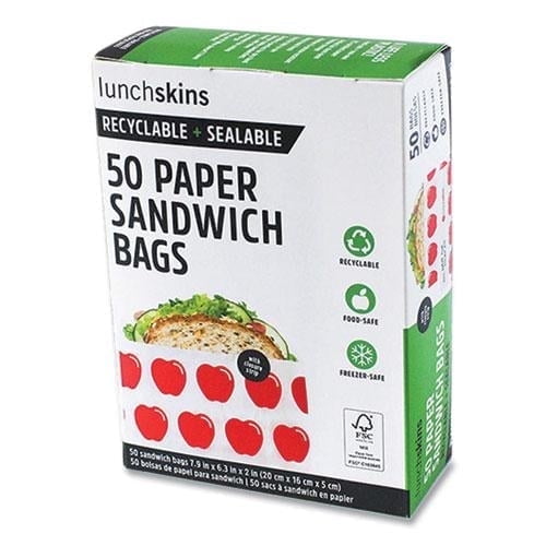 Lunchskins Paper Sandwich Bags - Sealable, Recyclable & Grease-Resistant - Disposable Snack Bags for Kids & Family - Self-Adhesive Closure for Freshness - Perfect for On-the-Go & Home Use