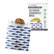 Lunchskins Recyclable & Sealable Food Storage Sandwich Bags, Shark Design, 50 Bags - Eco-Friendly