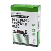 Lunchskins Recyclable & Sealable Food Storage XL Sandwich Bags, Stripe Design, 50 Bags - Eco-Friendly