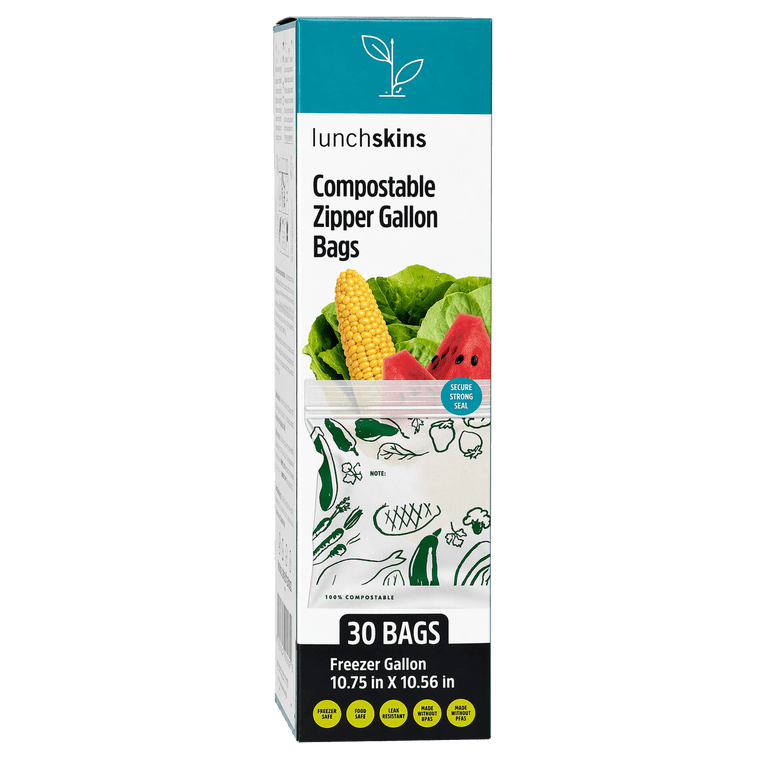 LunchSkins, Ziptop Compostable Food Storage Bags, Gallon, Freezer