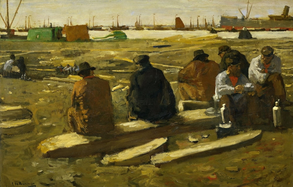 Lunchtime At The Building Site In Amsterdam Canvas Art - (24 x 18)