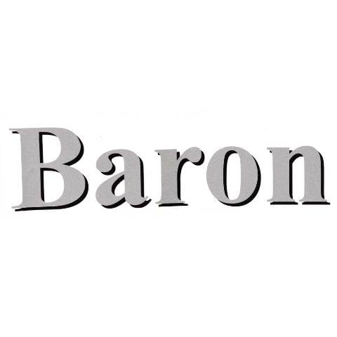 Lund Boat Brand Decal 1986328 | Baron 6 1/2 x 1 3/4 Inch Silver Black