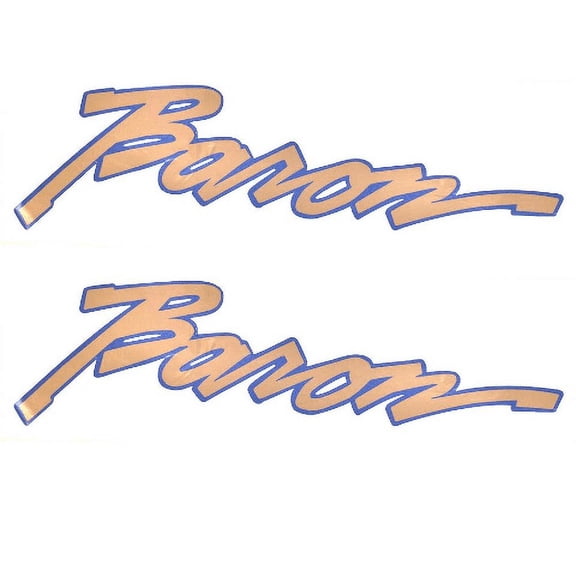 Lund Boat Brand Decal | Baron 17 x 5 1/2 Inch Blue / Dark Gold (Pair)