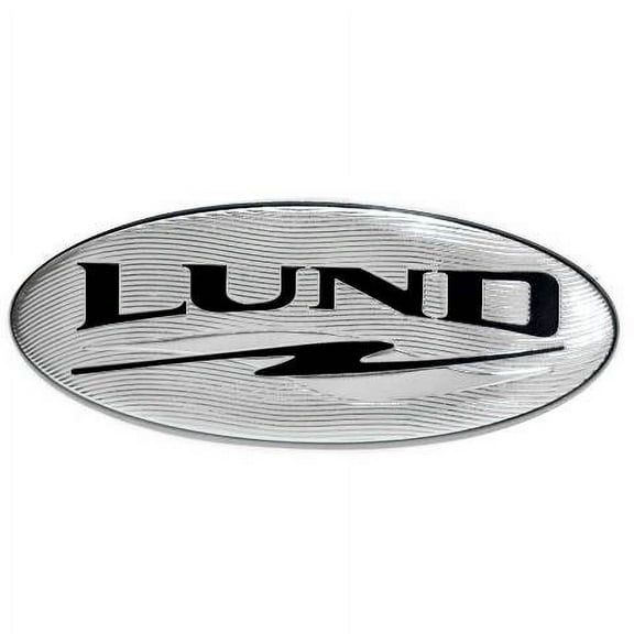 Lund Boat Seat Emblem Logo 1988351 | Iron On 5 x 2 Inch Silver Black