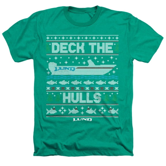 Lund Deck the Hulls Unisex Adult Heather T Shirt, Kelly Green Heather, X-Large