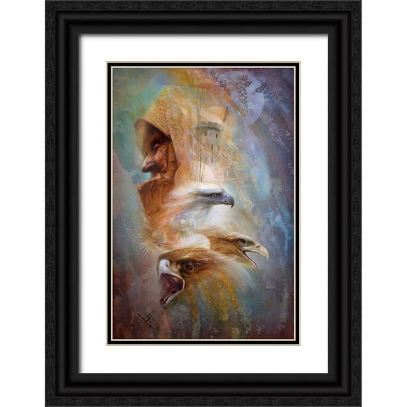 Lund, Denton 13x18 Black Ornate Wood Framed with Double Matting Museum Art Print Titled - A Conjuring Of Eagles