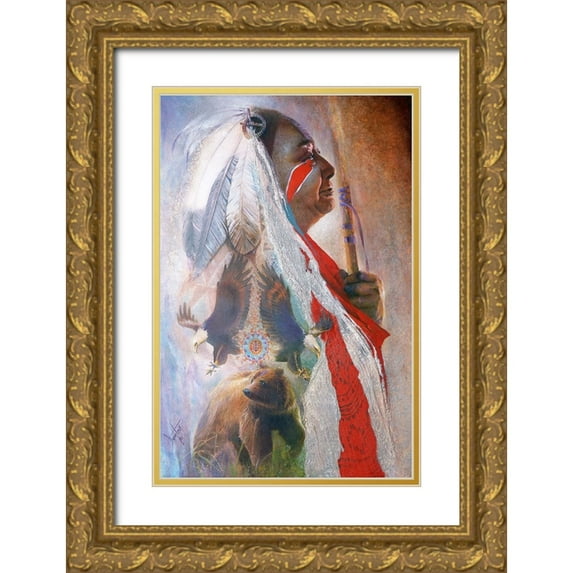 Lund, Denton 13x18 Gold Ornate Wood Framed with Double Matting Museum Art Print Titled - The Spirit Of Eagle Baer