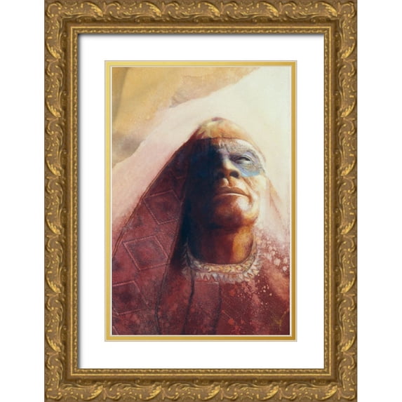 Lund, Denton 13x18 Gold Ornate Wood Framed with Double Matting Museum Art Print Titled - Waiting For A Vision