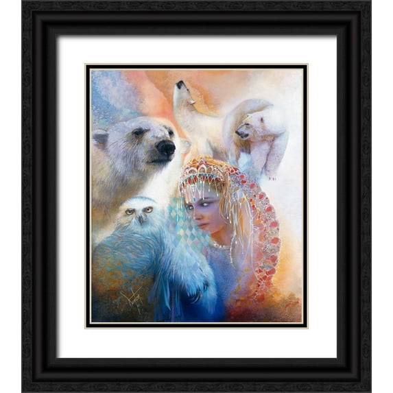 Lund, Denton 15x17 Black Ornate Wood Framed with Double Matting Museum Art Print Titled - Aurora Borealis