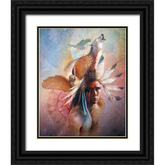 Lund, Denton 20x24 Black Ornate Wood Framed with Double Matting Museum Art Print Titled - Vision Quest