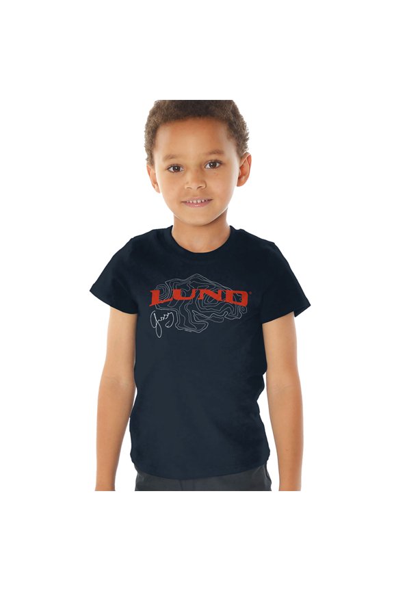Lund Fish Finder Logo Kids T Shirt (4) for Toddler Boys and Girls, Navy