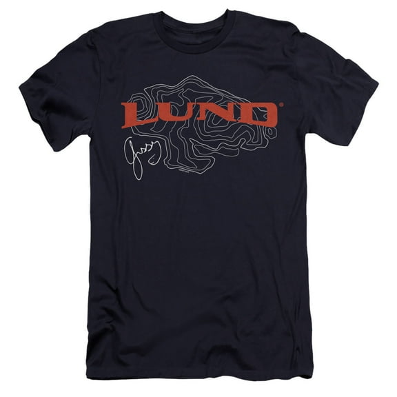 Lund Fish Finder Logo Unisex Adult Canvas Brand T Shirt, Navy, Large