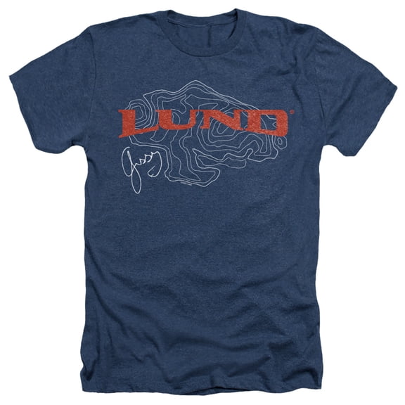 Lund Fish Finder Logo Unisex Adult Heather T Shirt, Navy Heather, Small