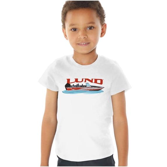 Lund Red Boat Kids T Shirt (4) for Toddler Boys and Girls, White
