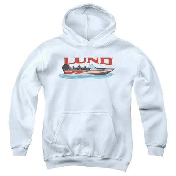 Lund Red Boat Youth Kids Boy/Girls Pull-Over Hoodie, White, Medium