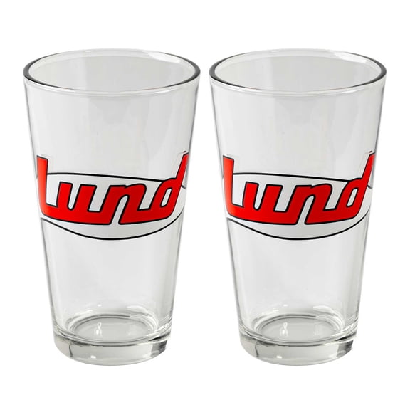 Lund Retro Logo Pint Glass Set, Set of Two 16 oz. Glasses LUN-63001