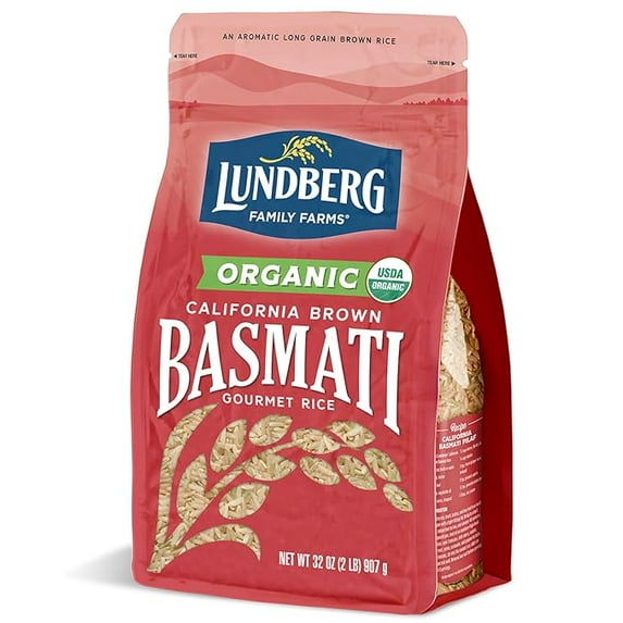 Lundberg Organic Basmati, Long-Grain Brown Rice KKS1 - Non-Sticky, Fluffy & Aromatic, 32 Oz