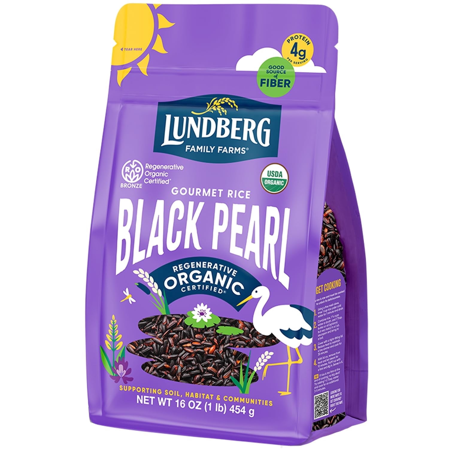 Orgabic Purple Rice Lundberg Black Pearl Rice, Regenerative Organic Certified – Full-Bodied ...