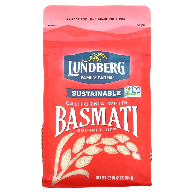 Lundberg, California White Basmati Gourmet Rice, 32 oz Pack of 2