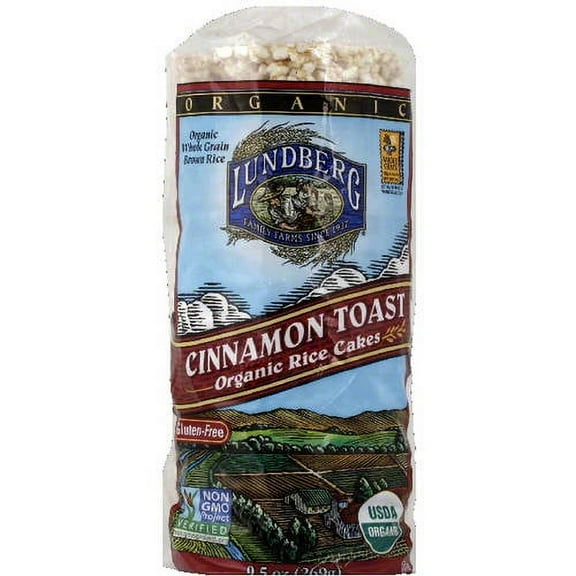 Lundberg Family Farms Cinnamon Toast Organic Rice Cakes, 9.5 oz, (Pack of 12)