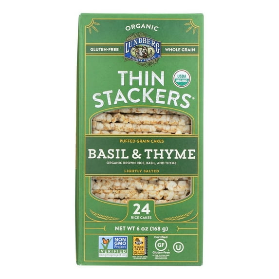 Lundberg Thin Stackers Organic Puffed Grain Cakes Basil & Thyme