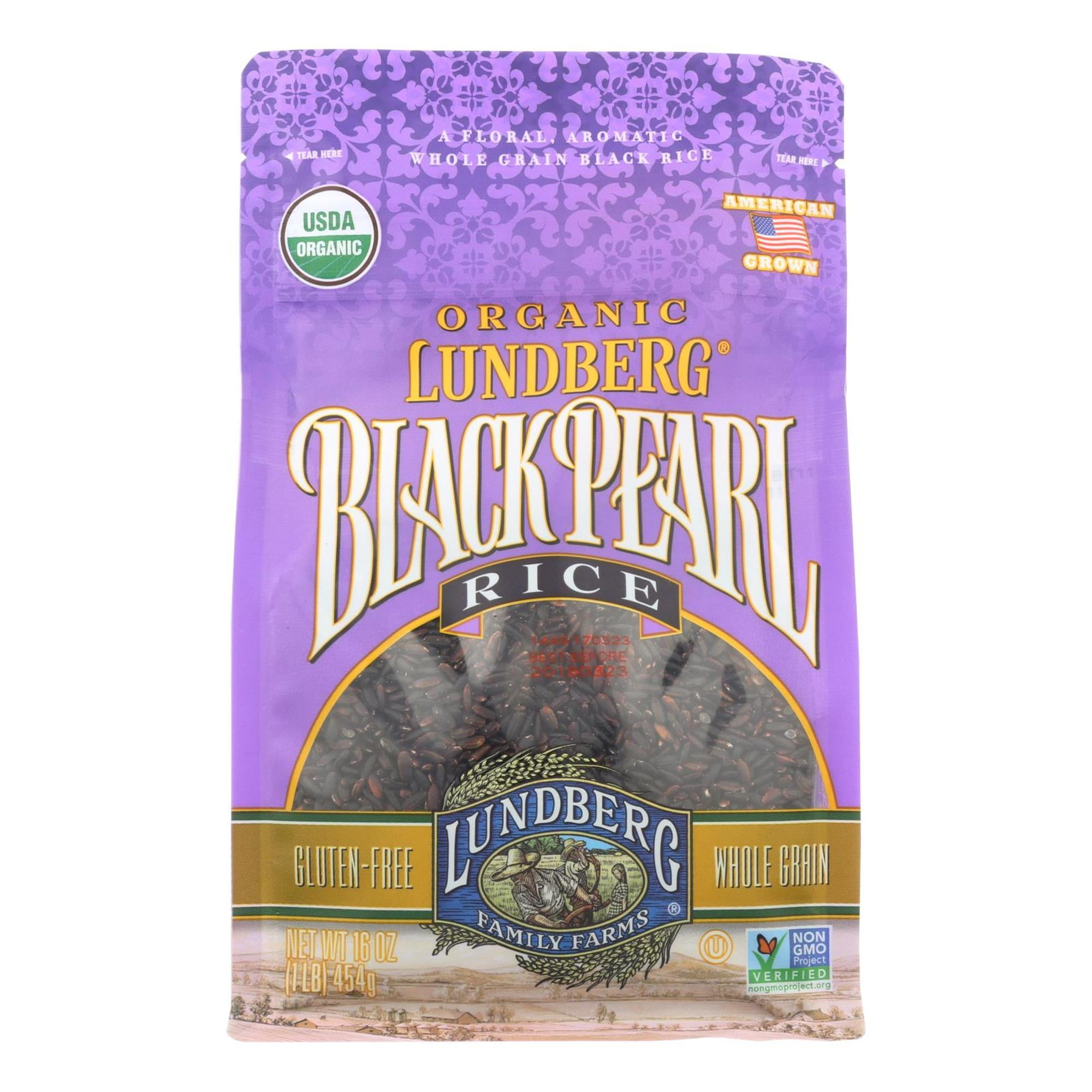 Lundberg Family Farms Organic Black Pearl Rice, 16 Oz, Pack of 6